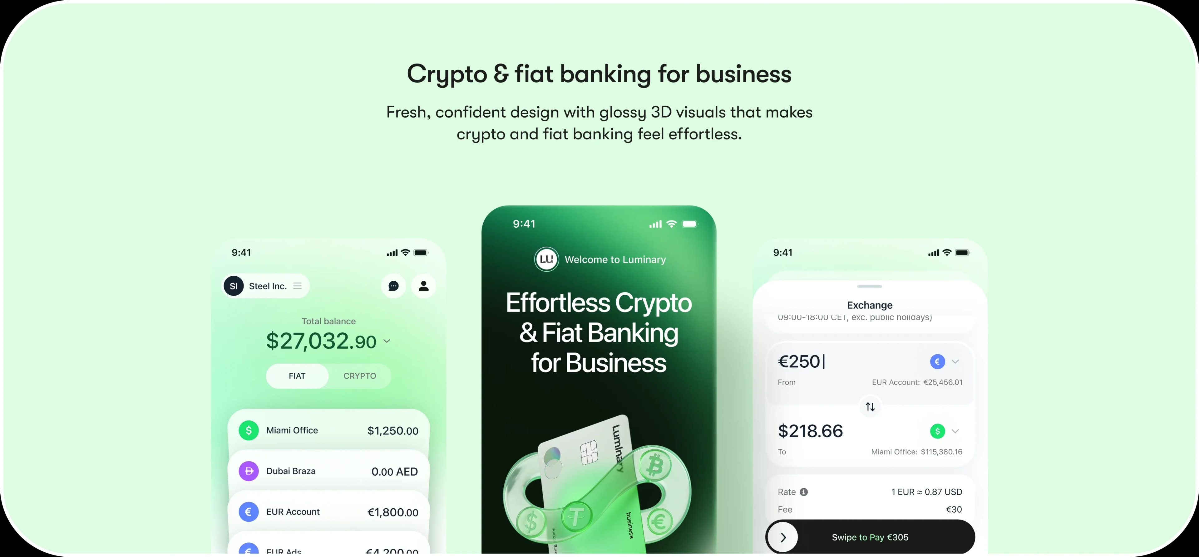 Crypto & fiat banking for business