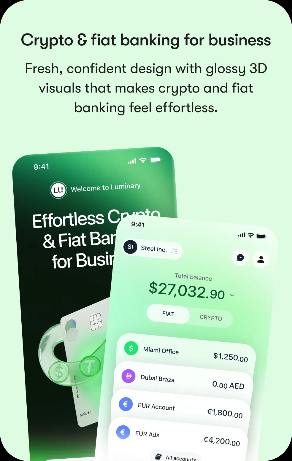 Crypto & fiat banking for business
