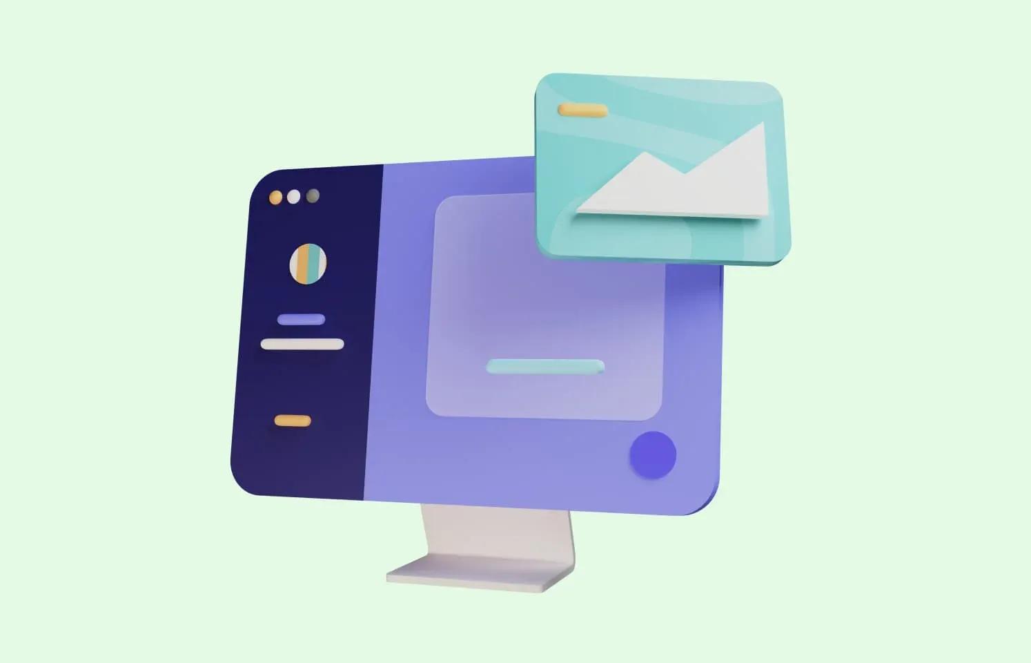 3d illustration of desktop pc and mailbox