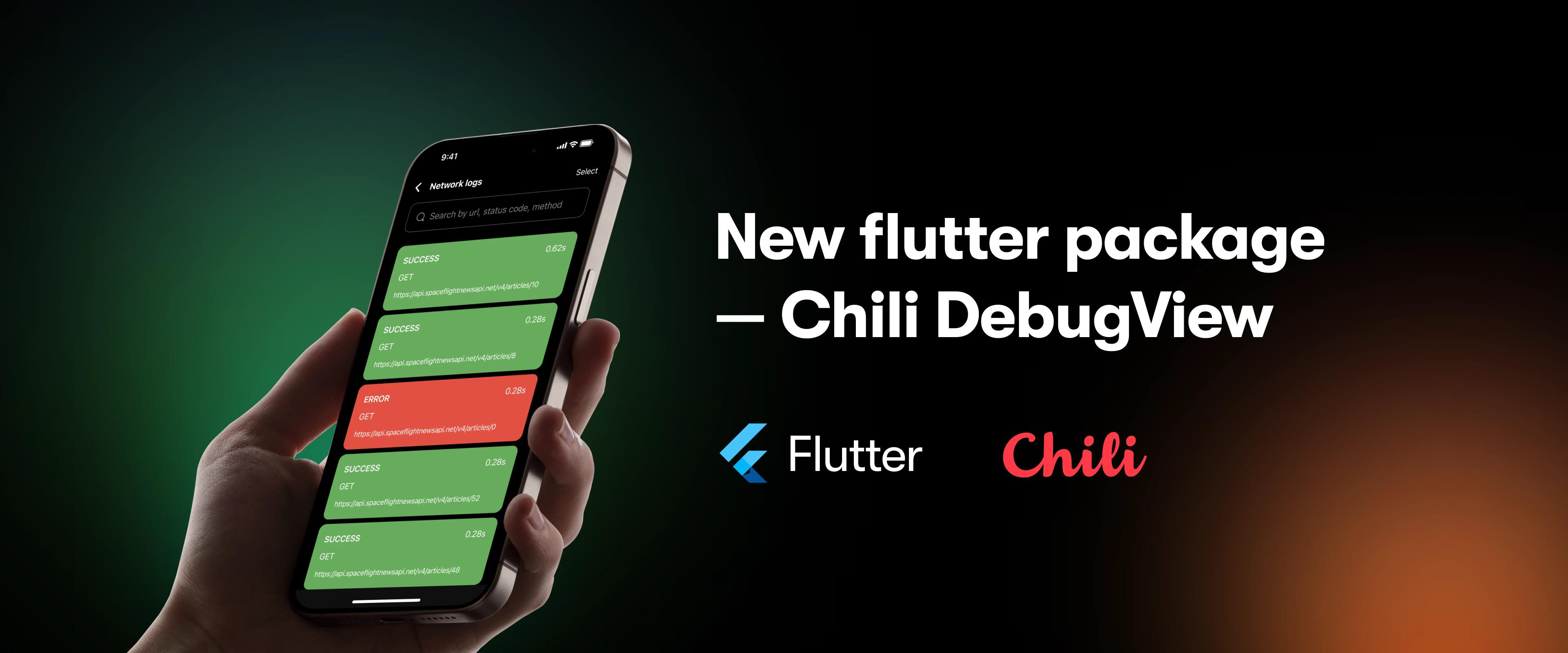 Hero image of Chili Labs new Flutter package Debugview for network logs monitoring