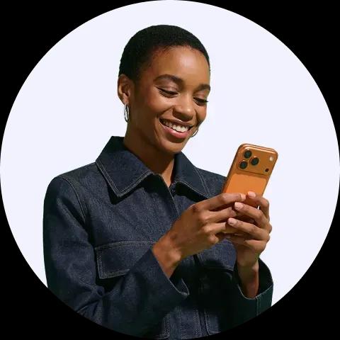 Image of person looking at the phone