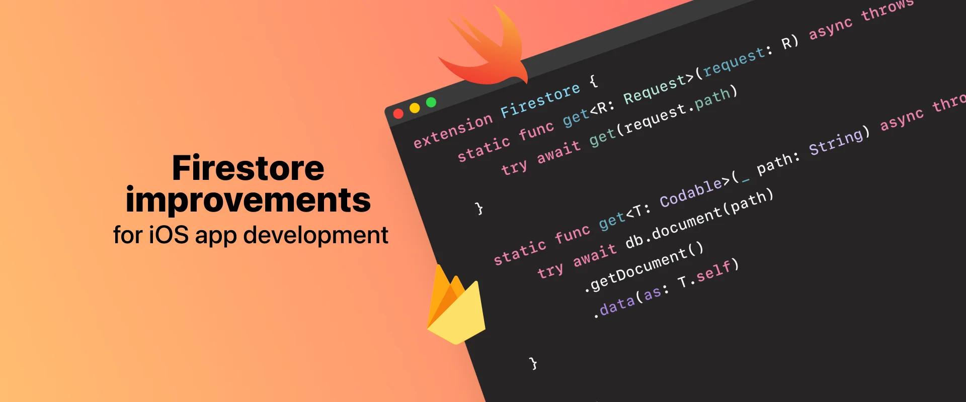 An iOS app displaying Firestore improvements on a computer screen