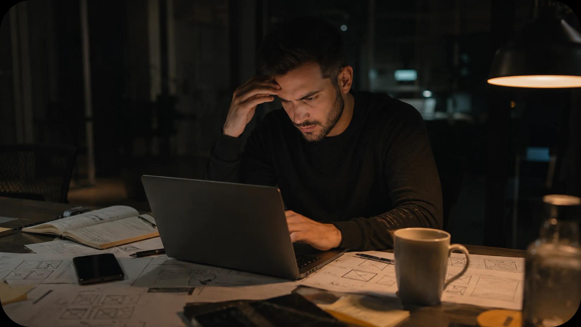 image of the person looking at the screen of the laptop