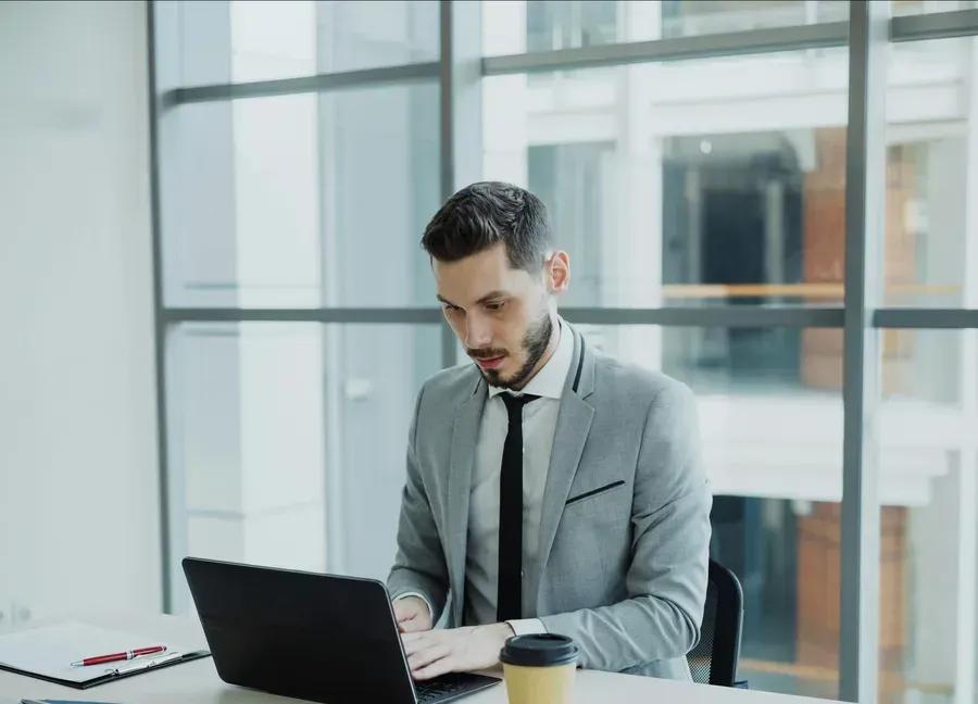 Startup owner is working on the laptop