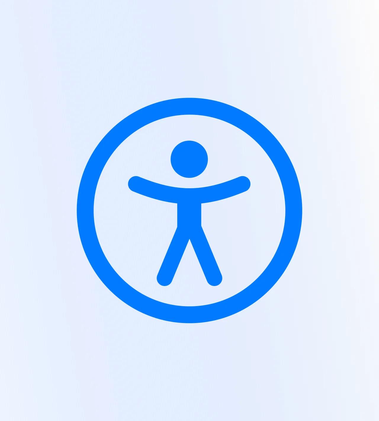 Blue sign in the form of a graphic man in a circle