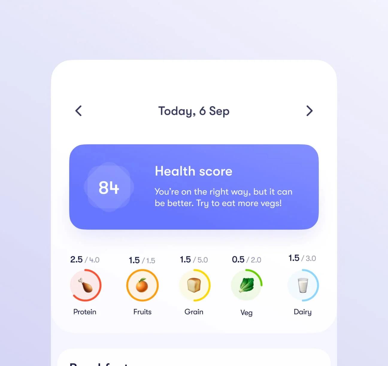 Health app on mobile phone screen