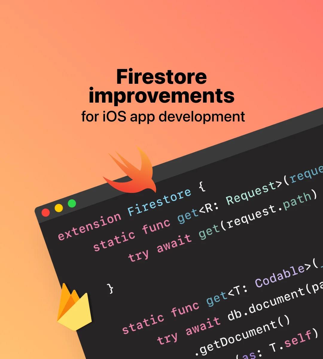 An iOS app displaying Firestore improvements on a computer screen