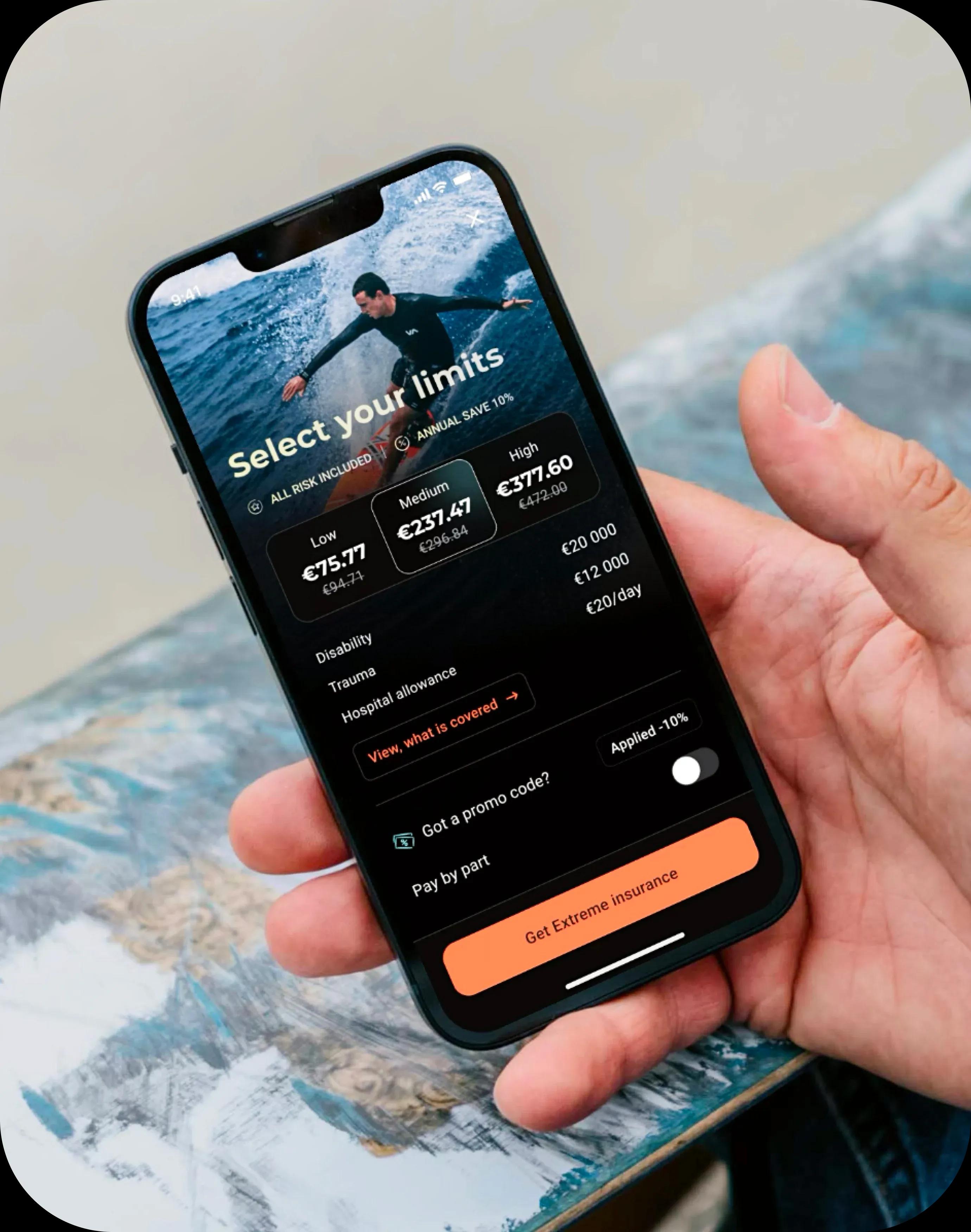 Phone showing investment app interface