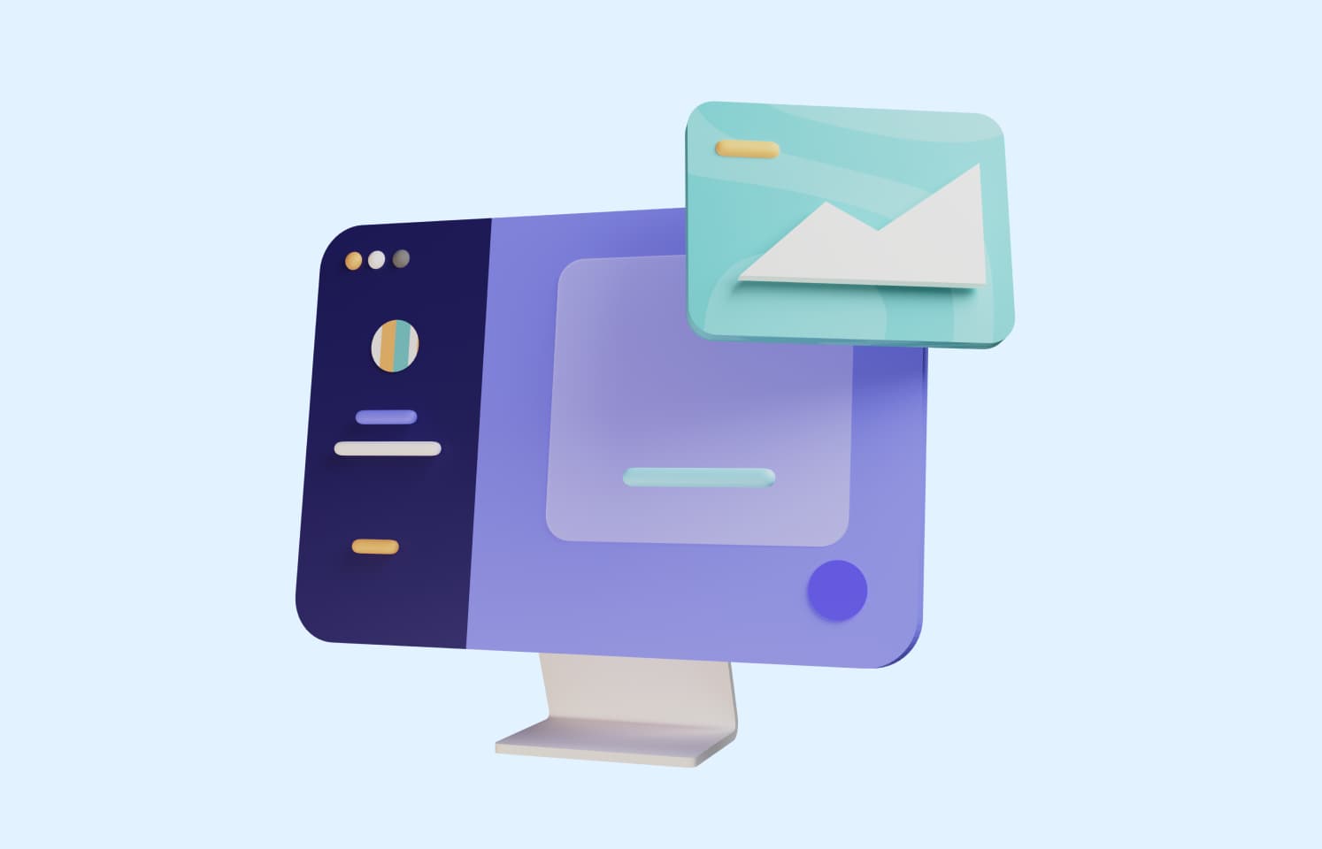 3d illustration of personal computer and mailbox