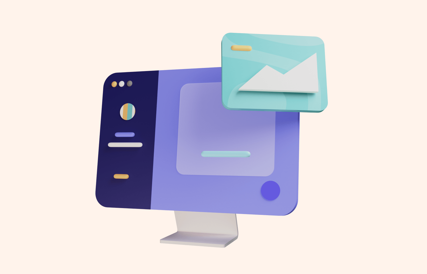 3d illustration of personal computer and mailbox